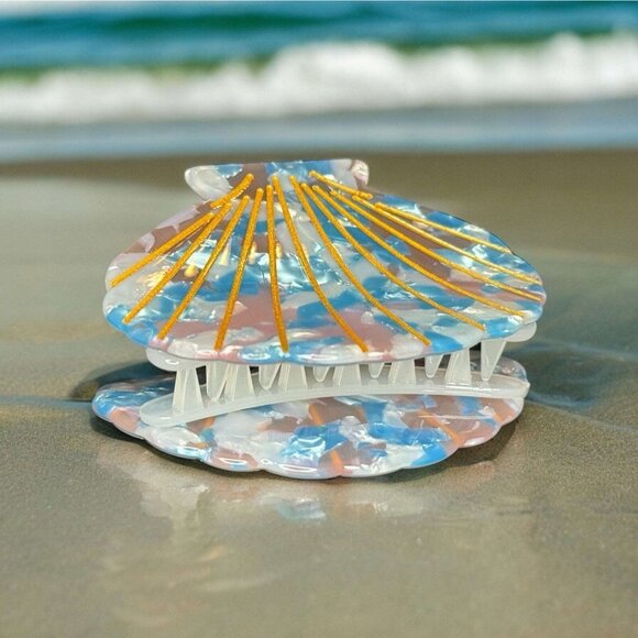 PEARLOID SUMMER SEASHELL CLAW CLIP (BLUE) - Picture 4 of 8